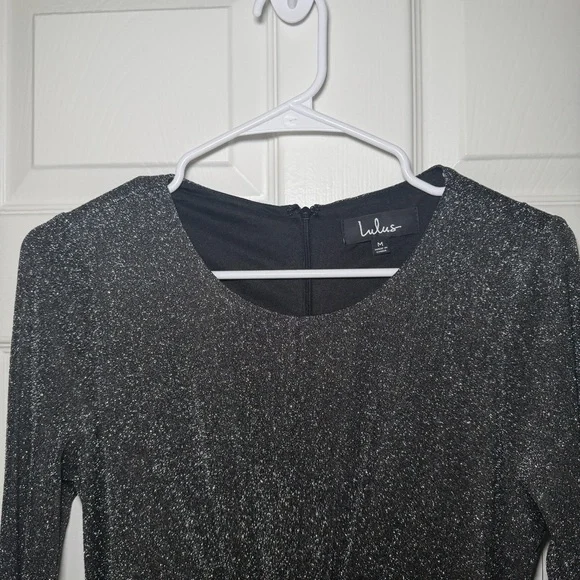 Lulu's Sparkling Black Cutout Dress - Picture 2 of 6